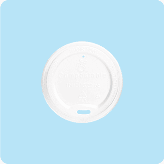 Tapa CPLA 10/12/16 oz compostable sip lid blanca - Caja 1,000 pzas (20 paq. x 50)